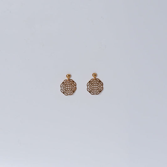Gold-Tone Floral Cutwork Drop Earrings